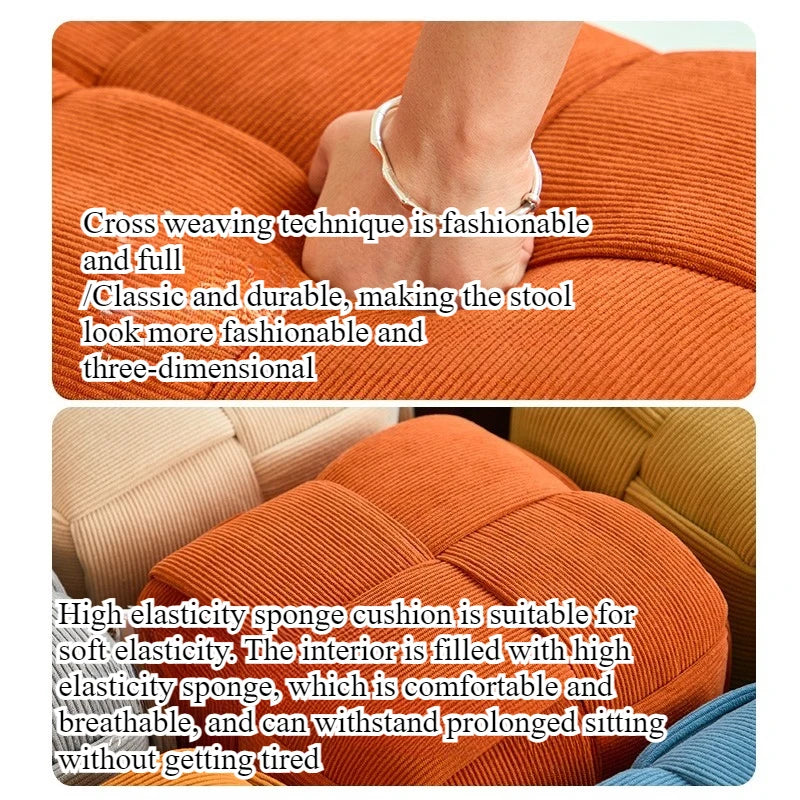 Low stool Home sofa Fabric small square stool Children's bench Solid wood shoe changing stool Internet celebrity creative
