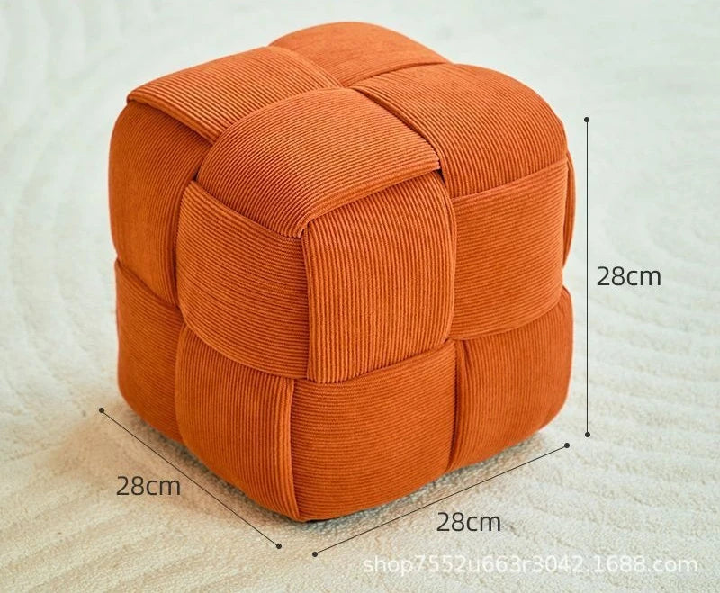 Low stool Home sofa Fabric small square stool Children's bench Solid wood shoe changing stool Internet celebrity creative
