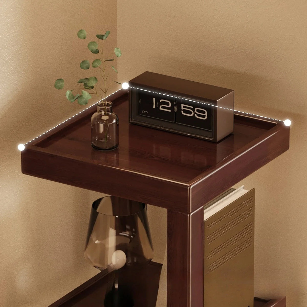 Modern Wooden Geometric Corner Plant & Book Stand