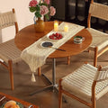 Mid-Century Round Wood Chrome Pedestal Table