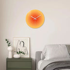 A Creative Gradient Solid Color Tempered Glass Wall Clock, Silent Non-Ticking Timekeeping Wall Clock - Battery-Powered Durable Clock (Battery Not Included), Valentine's Day Gift, Suitable for Bedroom, Living Room, Kitchen, Ha