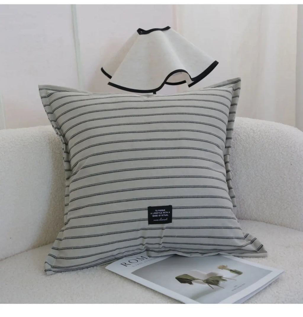 Minimalist Cotton Canvas Striped Cushion