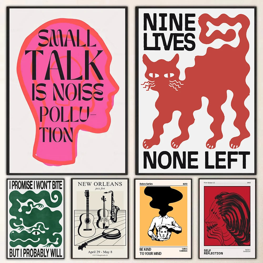 Retro Pop Art Poster Memphis Abstract Wall Art Poster (No Frame)