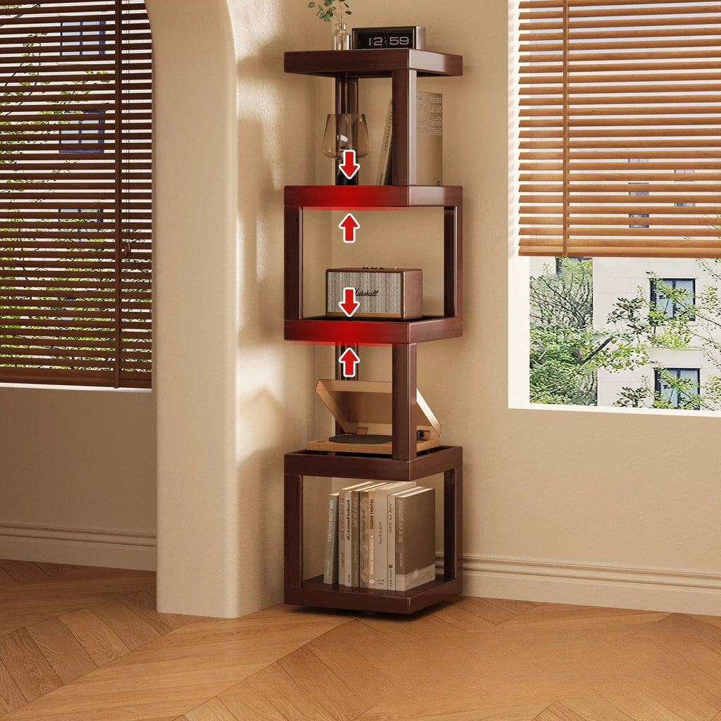 Modern Wooden Geometric Corner Plant & Book Stand