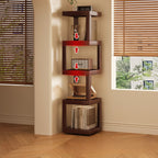 Modern Wooden Geometric Corner Plant & Book Stand