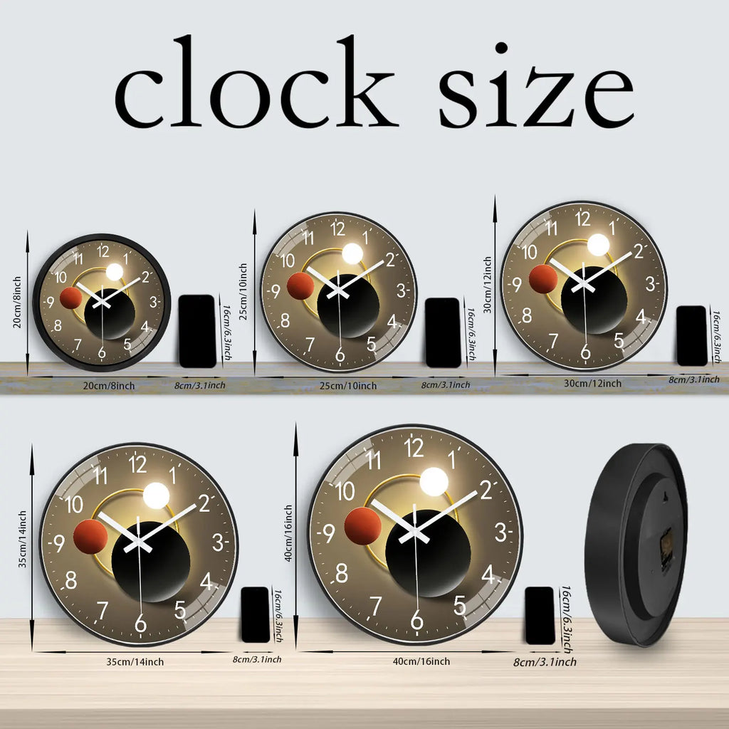 1 Planet Orbit Wall Clock, 8-12inch Round Silent Non-Ticking Timekeeping Wall Clocks, Aa Battery-Powered Clock, Suitable for Living Room, Study, Office, Bedroom, Ideal Gift for Mother, Gift for Friends, Valentine's Day, Mothe