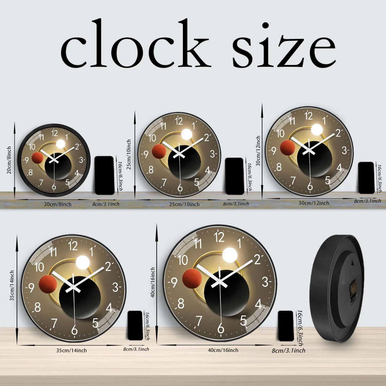 1 Planet Orbit Wall Clock, 8-12inch Round Silent Non-Ticking Timekeeping Wall Clocks, Aa Battery-Powered Clock, Suitable for Living Room, Study, Office, Bedroom, Ideal Gift for Mother, Gift for Friends, Valentine's Day, Mothe