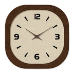 French-Style Retro Cream Crystal Porcelain Square-Shaped Simple Pattern Wooden Wall Clock for Living Room, Bedroom, Kitchen, Home Decoration, Silent Quartz Clock, Holiday Gift, 12 Inches, 14 Inches 16inch (Battery Not Include