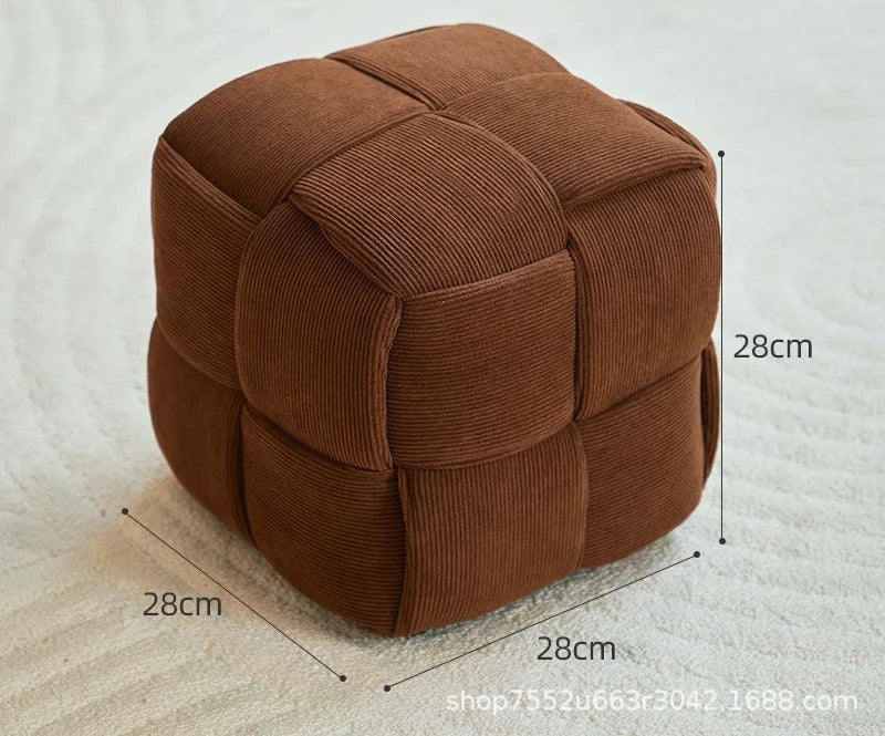 Low stool Home sofa Fabric small square stool Children's bench Solid wood shoe changing stool Internet celebrity creative