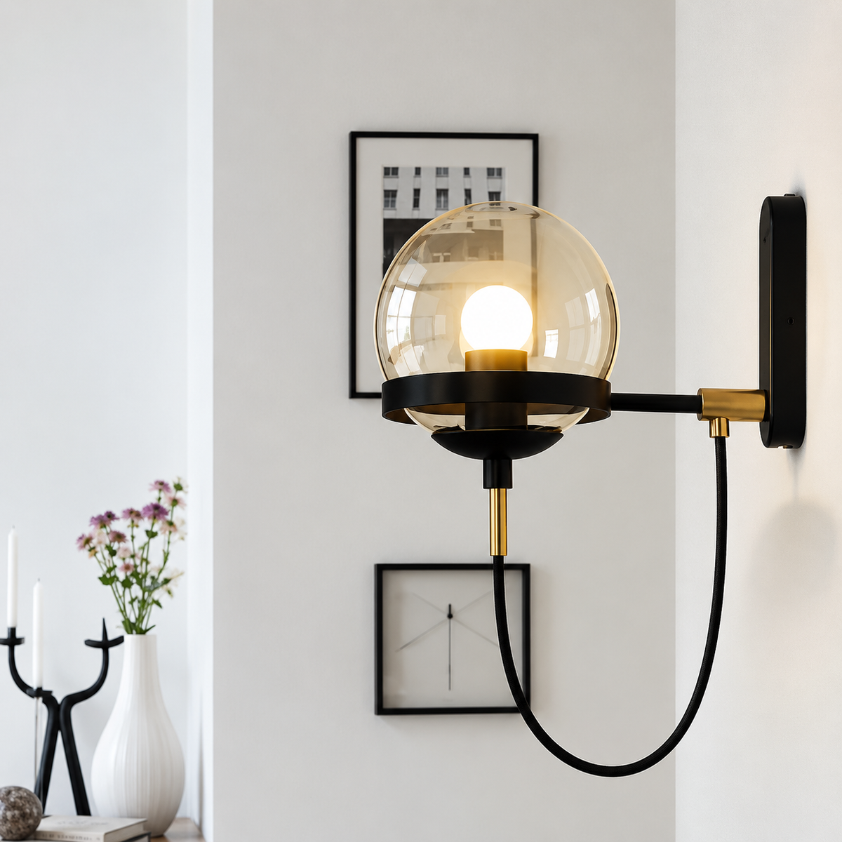 Vintage Glass Ball Wall Light